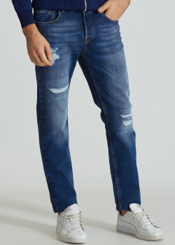 Рваные джинсы PMDS синего цвета, фото